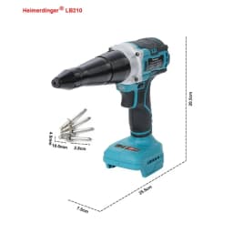 Heimerdinger Brushless Rivet Gun Cordless, 2.4-5.0cm Range, 12000N Pulling Force, Forward/Reverse, Multi-Hole Cooling,No battery