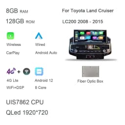 1920*720 360 Panoramic Carplay 8G+128G Android 13.0 Car DVD Player GPS Stereo Radio For Toyota Land Cruiser LC200 2008 - 2020