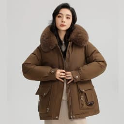 Winter New Warm Down Cotton Jacket with Large Fur Collar Hooded Coat Loose Women Thicken Parker Puffer Overcoat Casual Wear
