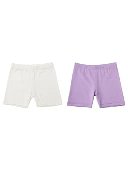 2Pcs Summer Solid Color Kids Leggings Girls Safety Shorts Leggings Girls' Beach Shorts Are Suitable for Children Aged 2-12 Years