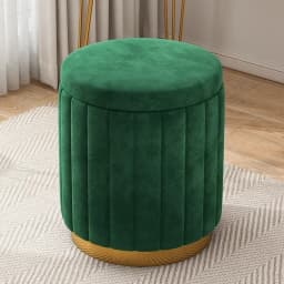 Luxury Vanity Makeup Stool Round Dressing Chair with Storage Upholstered Bench for Bedroom Modern Side Stool Furniture