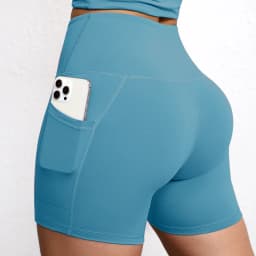 Summer Solid Color Yoga Shorts With Pockets Quick Drying High Waisted Gym Push Up Yoga Shorts For Woman Breathable Workout Short