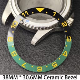 Sloping 38mm * 30.6mm Ceramic/Aluminum Bezel GMT and Diving Watch Insert Fits for 40mm Men's Watch Case Bezel Replacement Insert