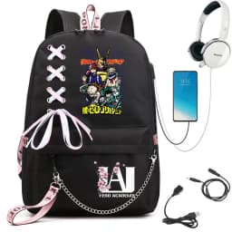 My Hero Academia Anime Print Student Backpack with Webbing Straps Girls School Bag Lightweight Casual Daypack
