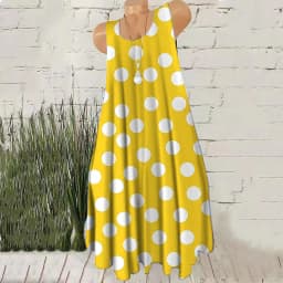Round Dot Pattern Fashion Women Mini Dresses Summer Sleeveless 3D Printing Street Ladies Trend Dress 3XL Plus Size Casual Dress