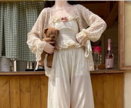 Lace Splicing Wide Leg Pants Women's Base Layer Pants Spring Summer Artistic Lady Underpants Trousers