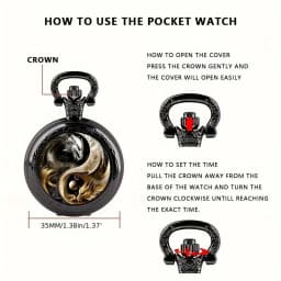 Creative Design Vintage Golden Silver Dual-Tone Dragon Quartz Pocket Watch Chain Pendant Necklace For Men And Women Jewelry Gift