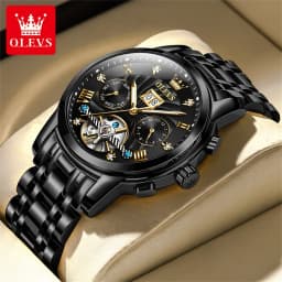 OLEVS 9910 Brand Original Authentic Watches for Man Luxury Gift Box Steel Belt Multifunctional Tourbillon Mechanical Men's Watch