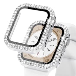 Diamond Bling Cover For Apple watch Case 45mm 41mm 38mm 42mm 44mm 40mm HD Tempered Glass+Bumper Screen Protector Accessories