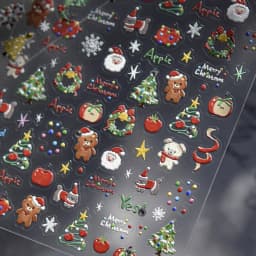 5D Laser Winter Snowflake Christmas Shiny Rhinestone Embossed Relief Self Adhesive Nail Art Decoration Sticker Manicure Decals