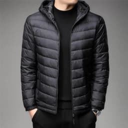 Lightweight Short down Cotton Jacket for Men Autumn Winter Fashion Urban Style Hooded Coat Thin Model Regular Length Silk Cotton