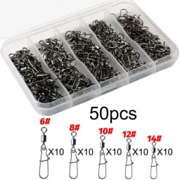 100pcs/box Swivel Snap Connector Pin Rolling Ring Fishing Tackle Buckle Hook Lure Kit Wire Connection 50pcs- 100pcs Bearing Gear