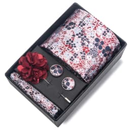 2025 New Design Brand 8 cm Blue Striped Tie Handkerchief Cufflink Brooch Set Man Gift Box Wedding Gift Fit Formal Party