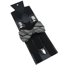 Cotton Brown Plaid Bowtie Suspender Set Elastic Braces Men Black Grey Butterfly Straps Wedding Dress Suit Skirt Accessories Gift