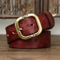 3.8CM Pure Cowhide High Quality Genuine Leather Belts for Men Embossing Strap Male Copper Buckle Luxury Designer Jeans Cowboy