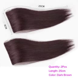 2Pcs Synthetic Short Straight Pad Invisible Hair Extension Lining of Hair Top Side Cover Hairpiece for Women