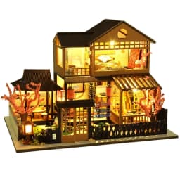 Cutebee Super Mini Wooden Doll House Mini Sakura Garden House Furniture Building Kit Toys for Children Gifts