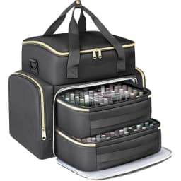 Large Capacity Nail Polish Organizer Bag with Shoulder Strap 96 Compartment Nail Care Kit Bag Handheld Makeup Bag