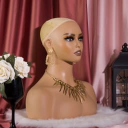 Female Wig Head Mannequin Light Brown Skin Realistic Make Up Mannequin Head Wig Stand 1.8Kg/Pcs Foam Fill Dummy Head For Wigs