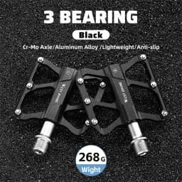 WEST BIKING Lightweight Bicycle Pedals Road Bike Flat Pedals 3 Bearings Titanium/CR-MO Shaft Ultralight Non-Slip Racing Pedals