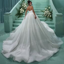 Sparkling A Line Women's Sexy Spaghetti Straps Wedding Dresses Vestido De Novia Backless Bride Gowns Customized Robe De Mariée