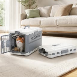 Foldable Pet Carrier, Collapsible Cat Dog Travel Crate with Secure Lock Door, Anti-Slip Mat, Portable Small Animal Kennel for Travel