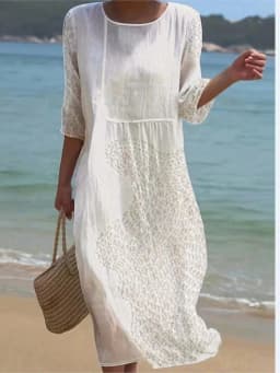 Spring Summer New Short-sleeved Casual Printed Dresses For Women's Retro Loose O Neck Female Small Fresh Holiday Robe Dress 2026