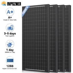 RVPOZWER 12BB Solar Panels 100W 12V N-Type Solar Cells Monocrystalline 23% High-Efficiency PV Power for Home Rooftop Outdoor