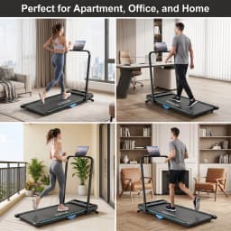Under‑Desk Walking Pad Treadmill With Foldable Handrail, 2‑in‑1 Walk Jog Run Machine, 3.5HP Ultra‑Quiet Brushless Motor, 300LBS Capacity, 12‑Speed Wireless Remote, Shock Absorption Cushioned Belt, LED Real‑Time Display for Home Office Small Apartment