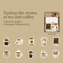 30 Sheets/Bag Japanese Tea House Retro Theme Washi Paper Sticker Pack for DIY Craft, Scrapbook Material, Birthday Gift