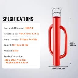 SucceBuy Fence Post Driver with Handle Pole Pounder Heavy Duty Carbon Steel Hand Post Rammer, Fencing Hole Digger for Channel