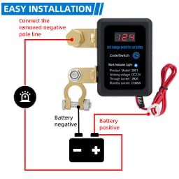 Battery Master Switch with Remote 12V Battery Master Disconnect Switch Heavy Duty Car Battery Kill Switch, 240A 433MHz Anti-th