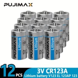 PUJIMAX 12PCS 123 Lithium 3V Arlo Camera Battery CR123A CR17345 DL123A EL123A 123A Disposable Battery Flashlight Smoke Detectors