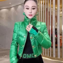 Korean Down Cotton Jacket Women 2025 New Winter Loose Stand-up Collar Casual Short Waterproof Parka Outwear Ladies Warm Overcoat