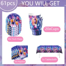 K-Pop Birthday Party Supplies Set - Decorations Tableware Balloon Plate Napkins Cake Topper Banner Gift Keychains for christmas