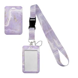 Simple Marble Heart Rainbow Card Holder with Buckle Lovely Hanging Rope ID Pass Hang Accessories Holder Lanyard Passr Case
