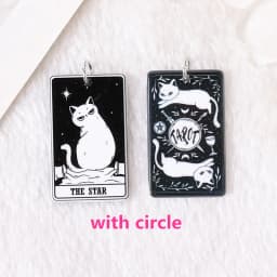 8Pcs 39*23 MM Black White Cat Tarot Card Charms Creative Acrylic Sun Moon And Lovers Jewelry For Earring Necklace Diy