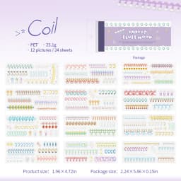 Journal GO 24pcs Thread Fluff Nook PET Stickers Lace Line Coil & Pen Decals for Journaling Scrapbooking Mobile Card DIY Crafts