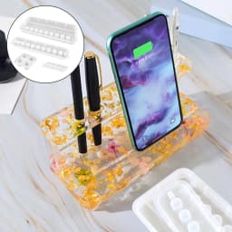 DIY Pen Holder Shelf Rack Resin Mold Multifunctional Mobile Phone Stand Desktop Storage Moldes De Silicona Resina Epoxi