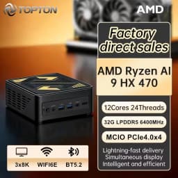 Topton Mini PC AMD Ryzen AI 9 HX 470 Intel Ultra 9 285H USB4 24G/32G LPDDR5 2*2.5G LAN 2*PCIe Desktop Gaming Computer Windows 11