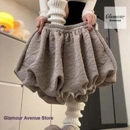 Korean high-quality temperament rhombic bud casual pants women's autumn and winter new fashion loose thick wide-leg pants shorts