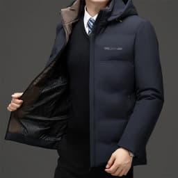 Men's Winter casual Coat Warm Jacket Thick Coat Hat Detachable Long Jacket Business Jacket Mens Winter Hooded Warm Parkas