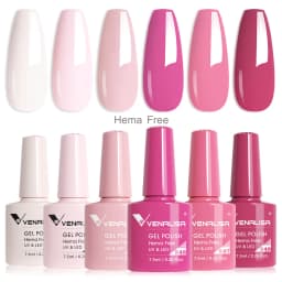 Rose Rubber Base Venalisa Nail Gel Polish 6pcs/Kit HEMA FREE Jelly Pink Color Self Leveling Gel Long Wear Nail Manicure Set