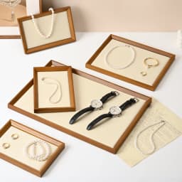 Oirlv Retro Solid Wood Jewelry Ring Jewelry Display Organizer Box Tray Holder Earring Jewelry Storage Case Showcase Drawer
