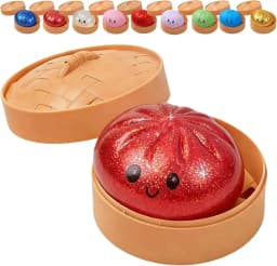 Glitter Dumpling Squeeze Box Soft Baozi Squeeze Toy For Role Play And Stress Relief With High Elasticity