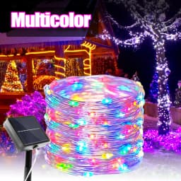 Solar Silver Wire Light String Halloween Christmas Weddings Parties Outdoor Waterproof Eaves Decorations Fairy String Lights