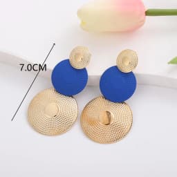 New Blue Color Dangle Earring for Women Round Metal Flower Leaf Crystal Gem Star Brincos Sweet Wedding Party Jewelry Xmas Gift