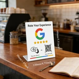 NFC 215 Programmable QR Code Google Review Card Table Display Stand Card NFC Station Table for Restaurants & Business Branding