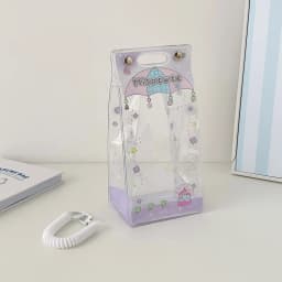 Cartoon Four Clover PVC Transparent Backpack Pendant Keychain Doll Bag Cute Storage Anime Figure Decoration Display Bag GirlGift