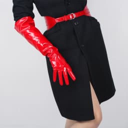 Unisex Black Real Leather Gloves Oversize Puff Sleeves Wide Elbow Long Genuine Goatskin Winter Warm Glove Evening Party Costume